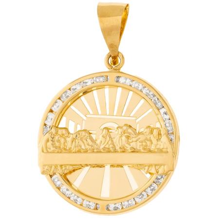 Zlatý přívěsek - Poslední večeře, čiré kulaté zirkony | Argento.cz