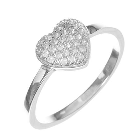 Stříbrný prsten - srdíčko, čiré kulaté zirkony | Argento.cz