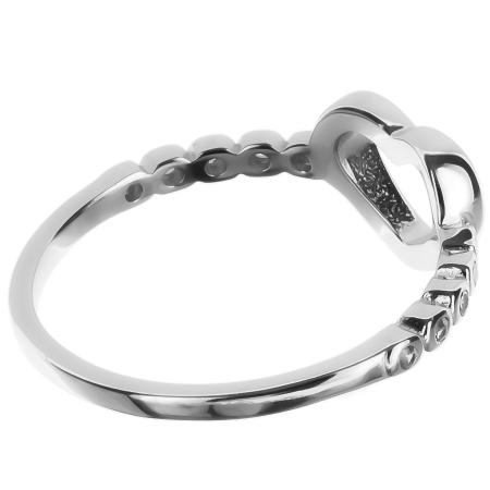 Stříbrný prsten - srdíčko, čiré kulaté zirkony | Argento.cz