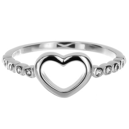 Stříbrný prsten - srdíčko, čiré kulaté zirkony | Argento.cz