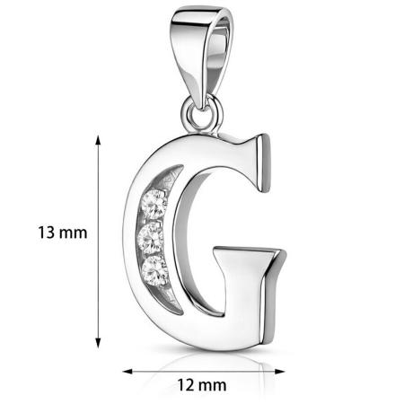 Stříbrný přívěsek - písmeno G, čiré kulaté zirkony | Argento.cz