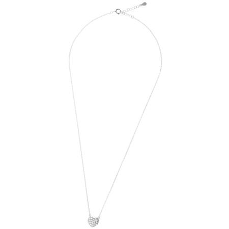Stříbrný náhrdelník - srdíčko, čiré kulaté zirkony, délka 43 až 46 cm | Argento.cz