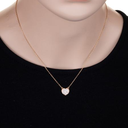 Pozlacený stříbrný náhrdelník - srdíčko, čiré kulaté zirkony, délka 43 až 46 cm | Argento.cz