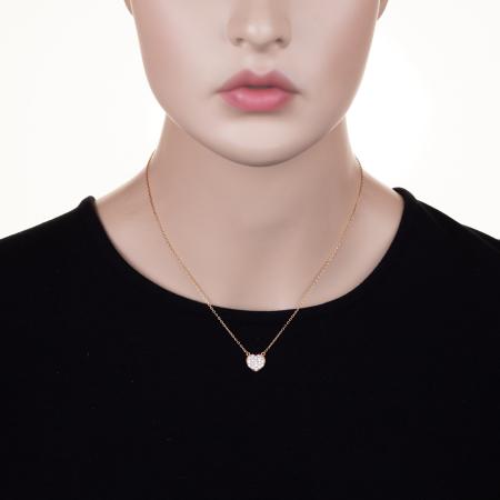 Pozlacený stříbrný náhrdelník - srdíčko, čiré kulaté zirkony, délka 43 až 46 cm | Argento.cz