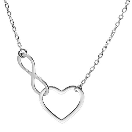 Stříbrný náhrdelník - srdíčko, nekonečno, délka 43 až 46 cm | Argento.cz