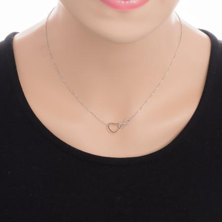 Stříbrný náhrdelník - srdíčko, nekonečno, délka 43 až 46 cm | Argento.cz