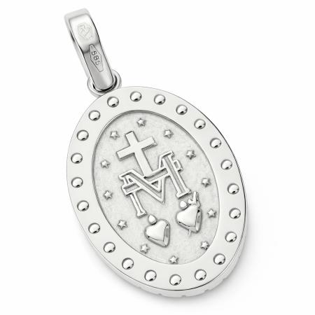 Přívěsek z bílého zlata Zázračná medailka - čiré kulaté zirkony | Argento.cz