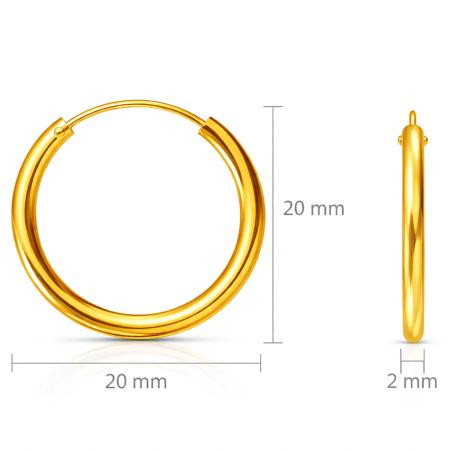 Pozlacené stříbrné náušnice kruhy - 20 mm průměr | Argento.cz