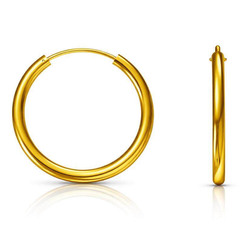 Pozlacené stříbrné náušnice kruhy - 25 mm průměr | Argento.cz
