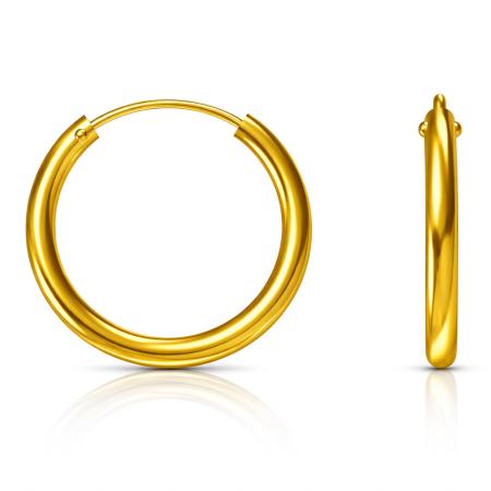 Pozlacené stříbrné náušnice kroužky - 12 mm průměr | Argento.cz