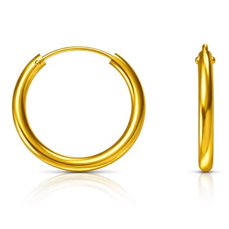 Pozlacené stříbrné náušnice kroužky - 12 mm průměr | Argento.cz