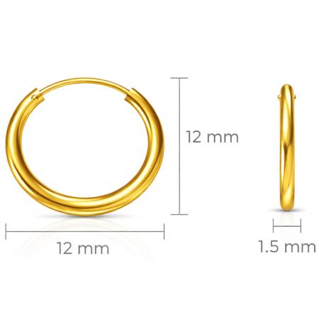 Pozlacené stříbrné náušnice kroužky - 12 mm průměr | Argento.cz