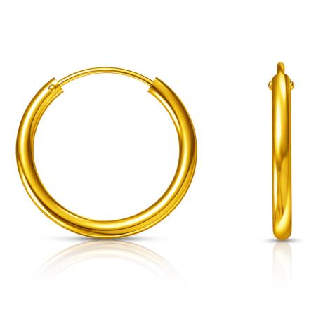 Pozlacené stříbrné náušnice kroužky - 18 mm průměr | Argento.cz