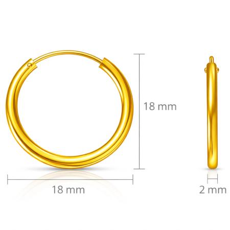 Pozlacené stříbrné náušnice kroužky - 18 mm průměr | Argento.cz