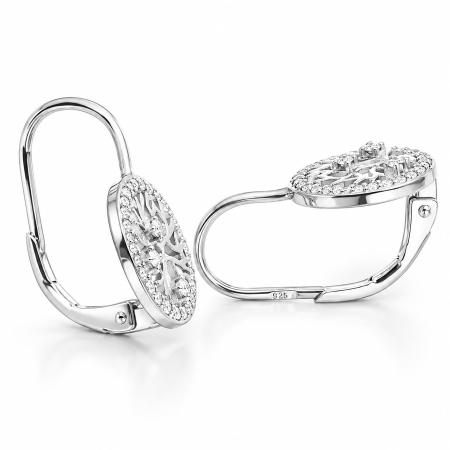 Stříbrné náušnice - strom života, čiré kulaté zirkony | Argento.cz