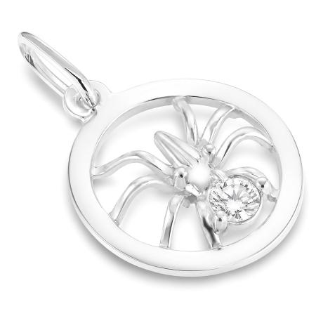 Stříbrný přívěsek - pavouk, čirý kulatý zirkon | Argento.cz