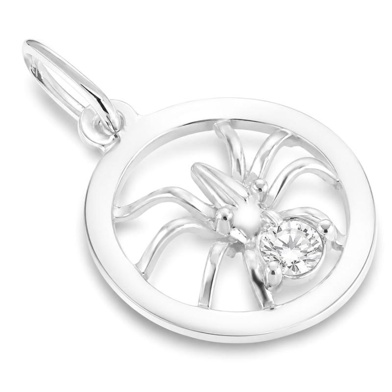 Stříbrný přívěsek - pavouk, čirý kulatý zirkon | Argento.cz