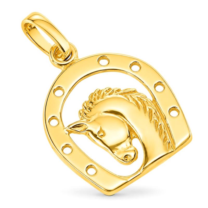 Pozlacený stříbrný přívěsek - kůň, podkova | Argento.cz