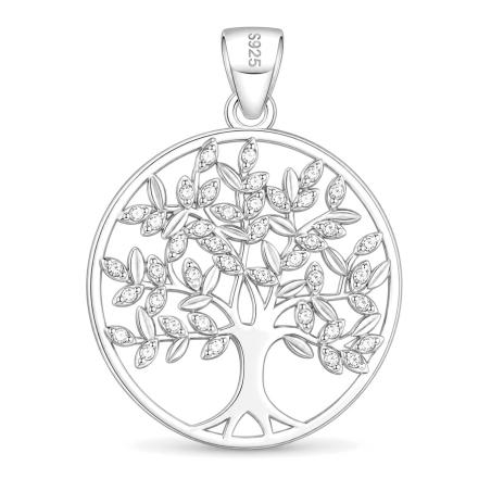 Stříbrný přívěsek - strom života, čiré kulaté zirkony | Argento.cz