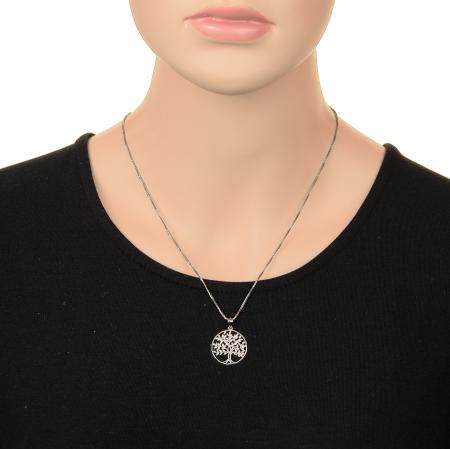 Stříbrný přívěsek - strom života, čiré kulaté zirkony | Argento.cz