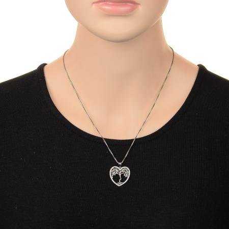 Stříbrný přívěsek - strom života, zelené zirkony ve tvaru zrnka, čiré kulaté zirkony | Argento.cz