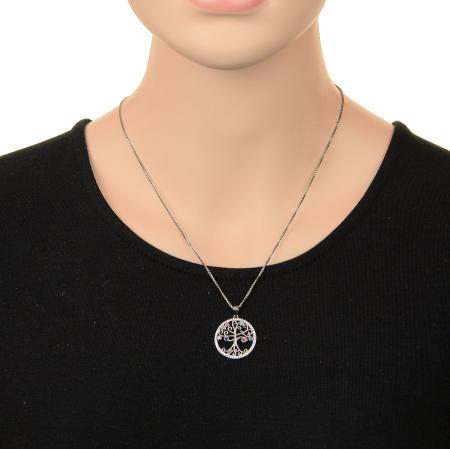 Stříbrný přívěsek - strom života, barevné kulaté zirkony | Argento.cz