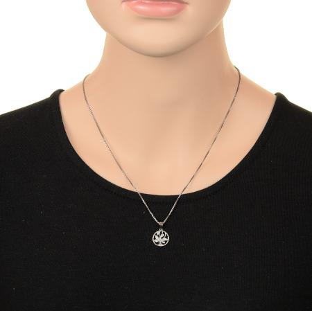 Stříbrný přívěsek - strom života, zelené kulaté zirkony | Argento.cz