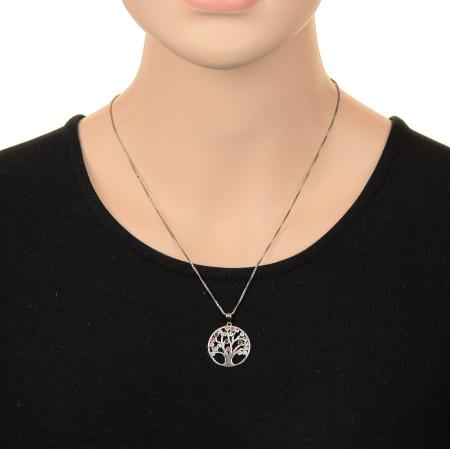 Stříbrný přívěsek - strom života, barevné kulaté zirkony | Argento.cz