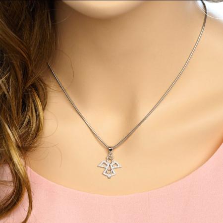 Stříbrný přívěsek - anděl, čiré kulaté zirkony | Argento.cz