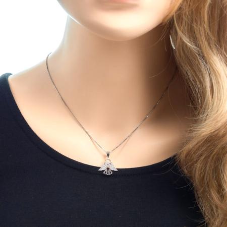 Stříbrný přívěsek - anděl, čiré kulaté zirkony | Argento.cz