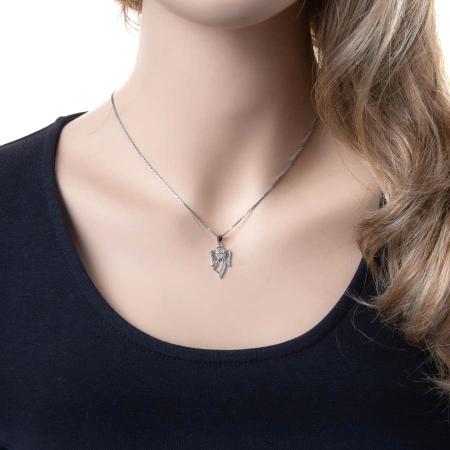 Stříbrný přívěsek - anděl, čiré kulaté zirkony | Argento.cz