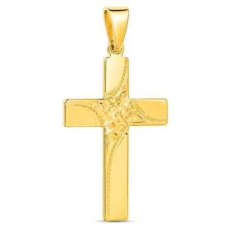 Pozlacený stříbrný přívěsek - křížek, s ručním gravírem | Argento.cz