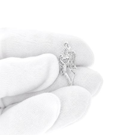 Stříbrný přívěsek - anděl, čiré kulaté zirkony | Argento.cz