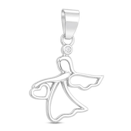 Stříbrný přívěsek - anděl, čirý kulatý zirkon | Argento.cz