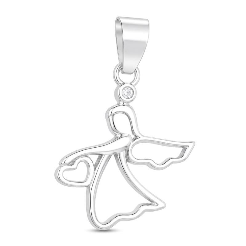 Stříbrný přívěsek - anděl, čirý kulatý zirkon | Argento.cz