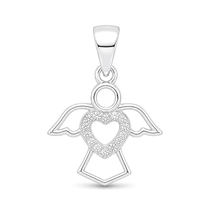 Stříbrný přívěsek - anděl, čiré kulaté zirkony | Argento.cz