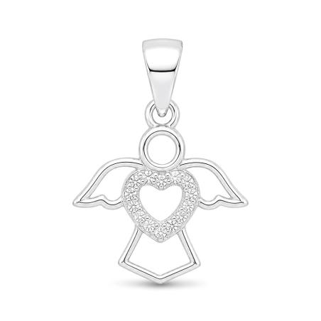 Stříbrný přívěsek - anděl, čiré kulaté zirkony | Argento.cz