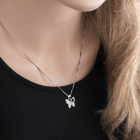 Stříbrný přívěsek - motýl, čiré kulaté zirkony | Argento.cz