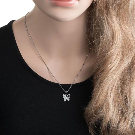 Stříbrný přívěsek - motýl, čiré kulaté zirkony | Argento.cz