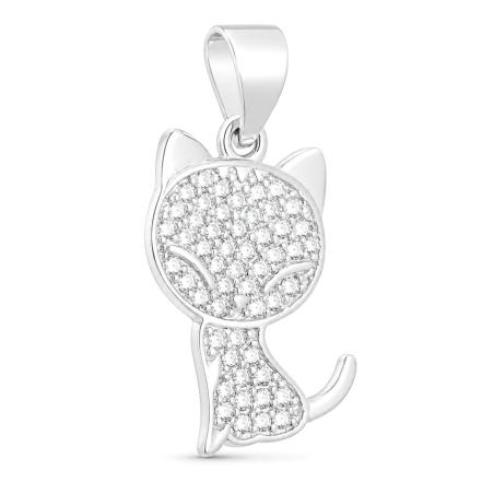 Stříbrný přívěsek - kočka, čiré kulaté zirkony | Argento.cz