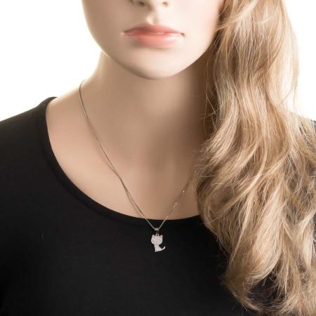 Stříbrný přívěsek - kočka, čiré kulaté zirkony | Argento.cz