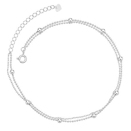 Stříbrný náramek na nohu - kulky, délka 22 až 26 cm | Argento.cz