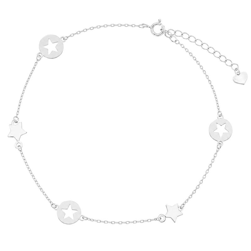 Stříbrný náramek na nohu - hvězdičky, délka 22 až 26 cm | Argento.cz