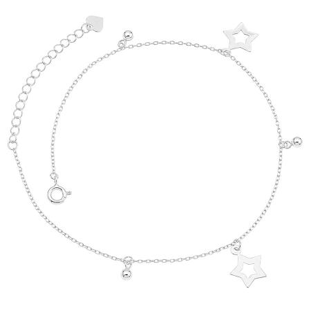 Stříbrný náramek na nohu - hvězdičky, délka 22 až 26 cm | Argento.cz