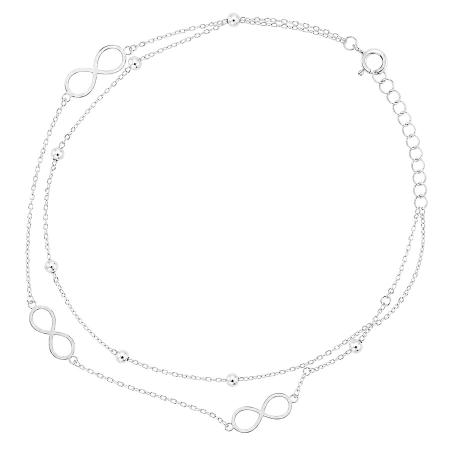 Stříbrný náramek na nohu - nekonečno, kulky, délka 22 až 26 cm | Argento.cz