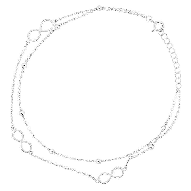 Stříbrný náramek na nohu - nekonečno, kulky, délka 22 až 26 cm | Argento.cz