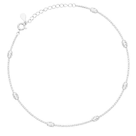 Stříbrný náramek na nohu - diamantově broušené válečky, délka 22 až 26 cm | Argento.cz