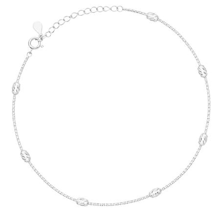 Stříbrný náramek na nohu - diamantově broušené válečky, délka 22 až 26 cm | Argento.cz