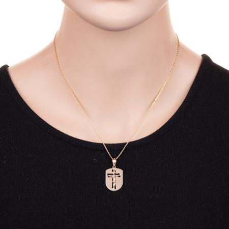 Zlatý přívěsek - medailon ve tvaru štítu s Ježíšem | Argento.cz