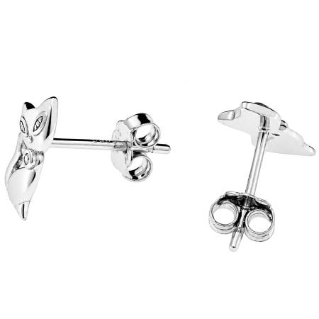 Stříbrné náušnice - kočka, čirý kulatý zirkon | Argento.cz